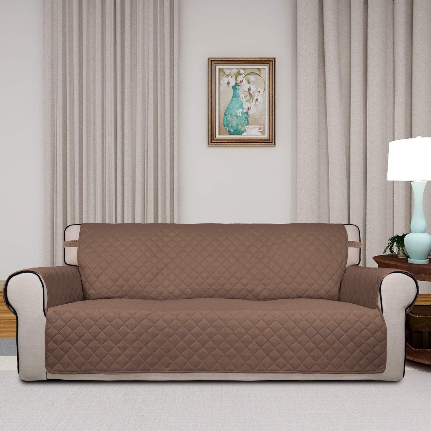 PureFit Reversible Quilted Sofa Cover, Water Resistant Slipcover Furniture Protector, Washable