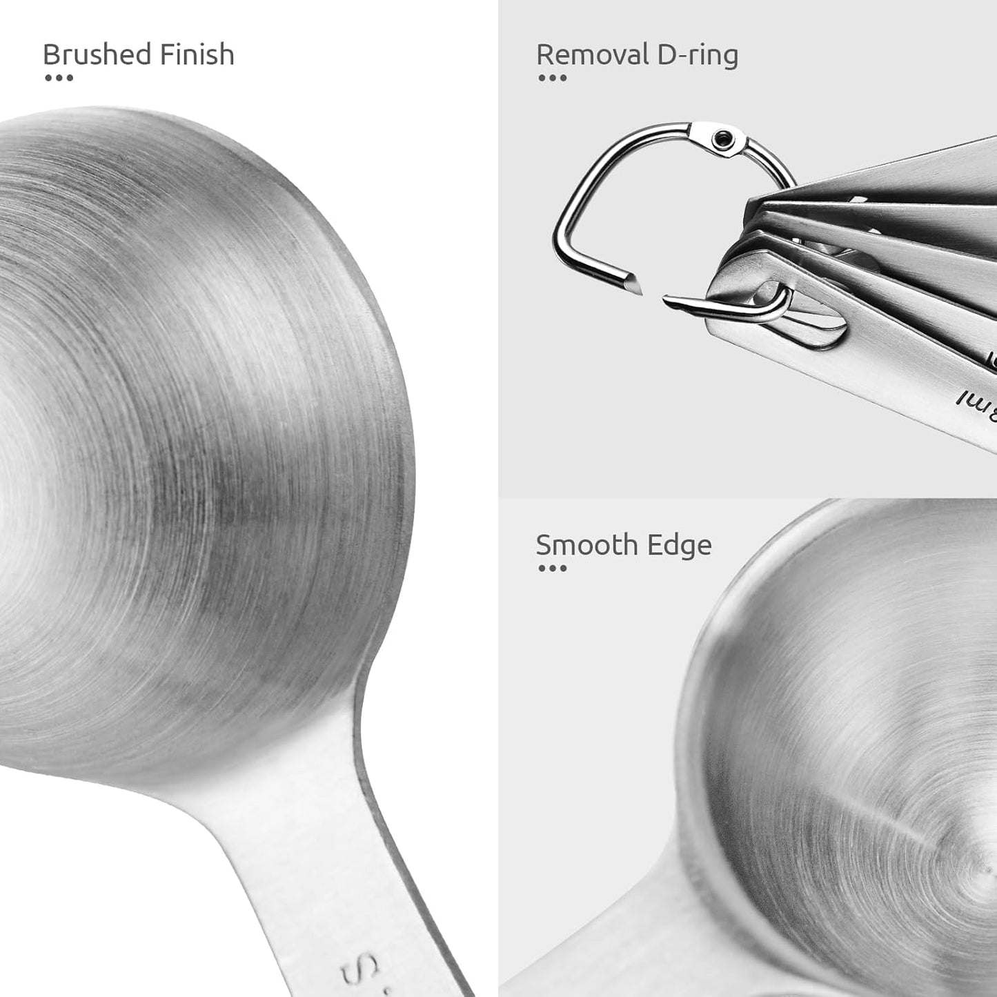 U-Taste Teaspoon Tablespoon Measuring Spoons: 18/8 Stainless Steel Measure Scoop Set of 5, 1/4 TSP