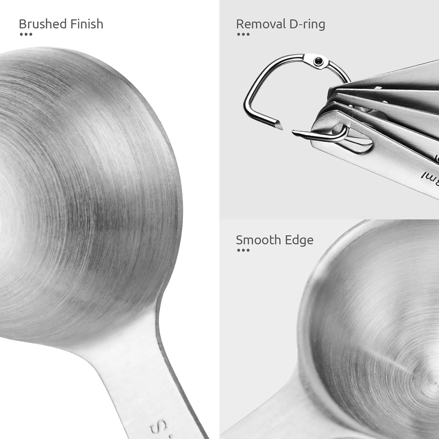 U-Taste Teaspoon Tablespoon Measuring Spoons: 18/8 Stainless Steel Measure Scoop Set of 5, 1/4 TSP