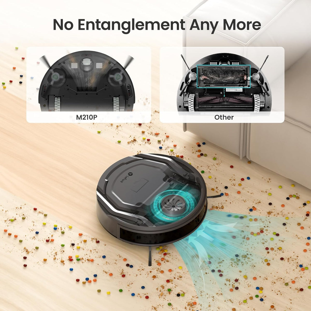 Lefant M210P Robot Vacuum, Powerful Suction, Quiet, Ultra-Slim, 120 Mins Runtime, Self-Charging