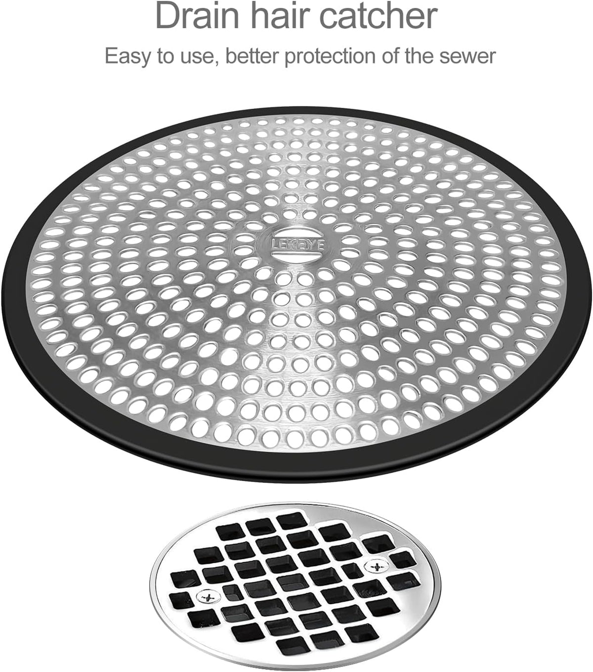 LEKEYE Shower Drain Hair Catcher | Strainer | Shower Stall Drain Cover | Bathroom Drain Protector