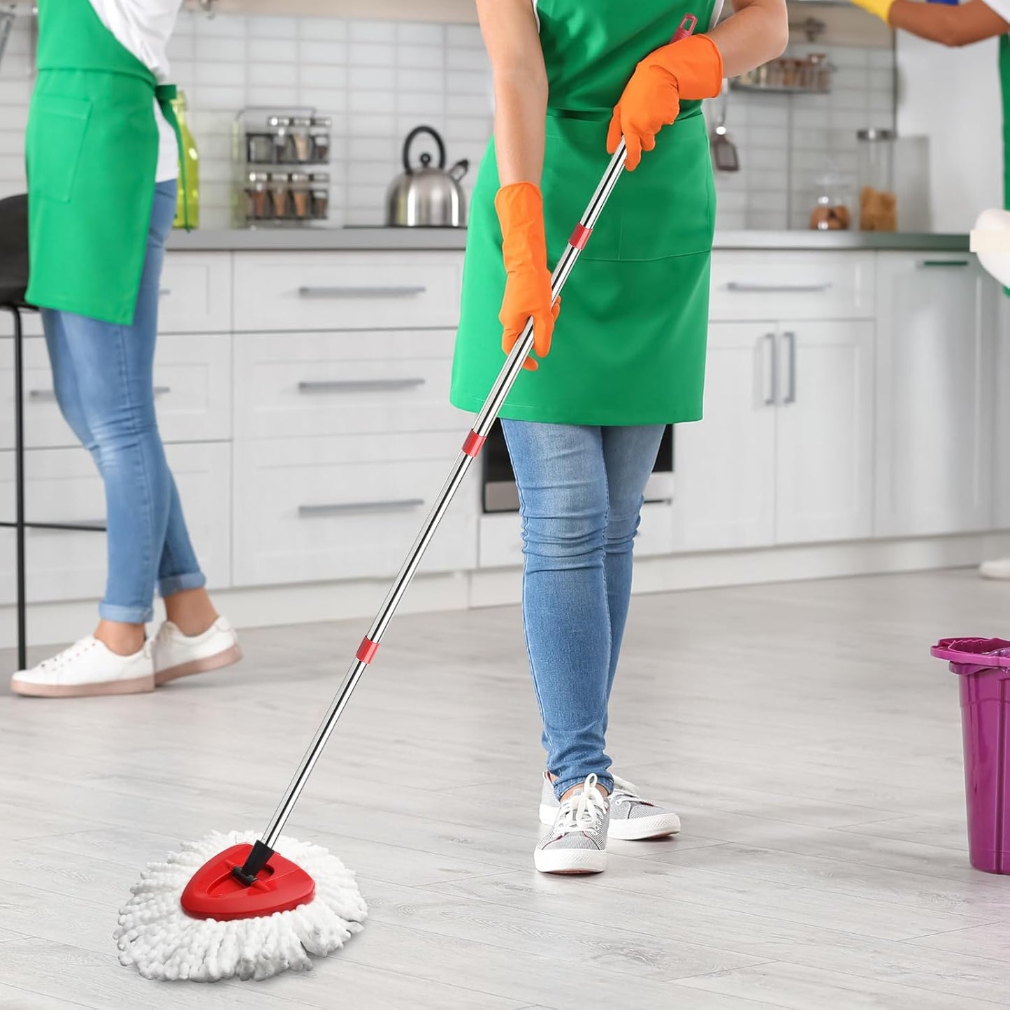 Microfiber Spin Mop Replace Head, Mops Base, Handle Compatible with O Cedar EasyWring 1-Tank Spin