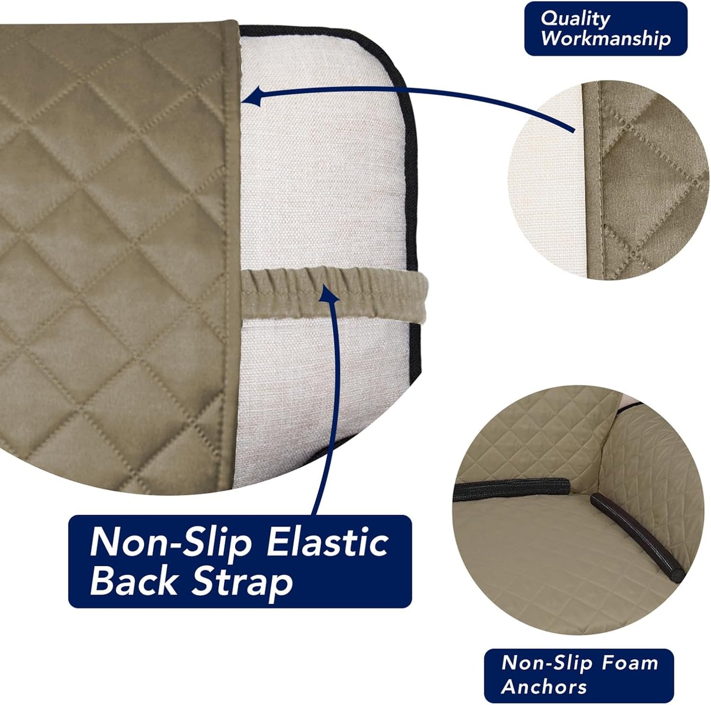 PureFit Reversible Quilted Sofa Cover, Water Resistant Slipcover Furniture Protector, Washable
