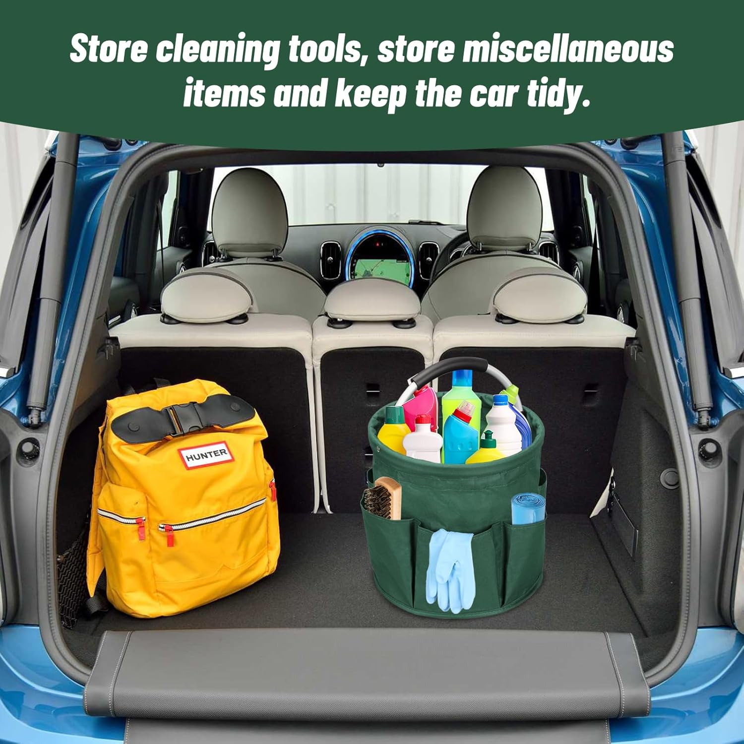 Qivine 17L Cleaning Caddy with Handle, Cleaning Supply Caddy Foldable Cleaning Caddy Cleaning