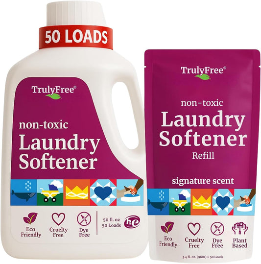 Truly Free Natural Fabric Softener for Sensitive Skin, Baby, Kids | Clean Easy Powder to Liquid