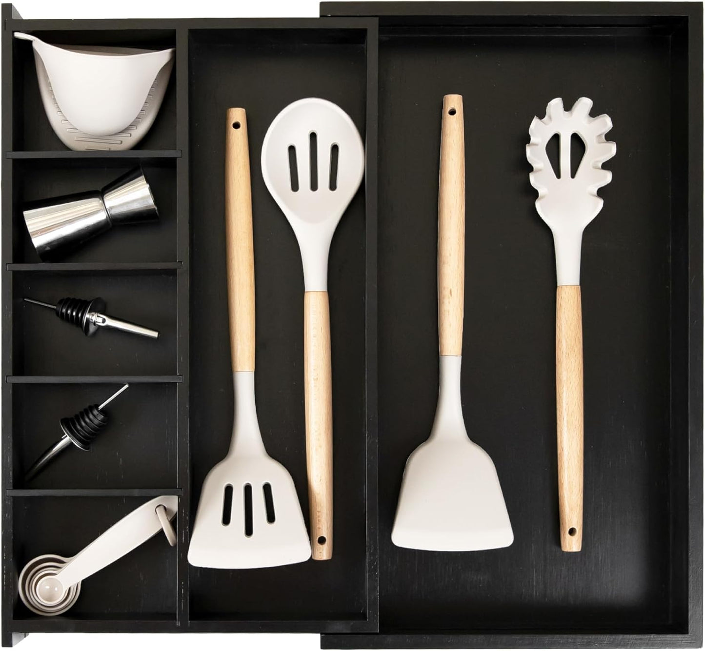 KitchenEdge Adjustable Kitchen Drawer Organizer for Utensils and Junk, Food-Safe Contract Grade