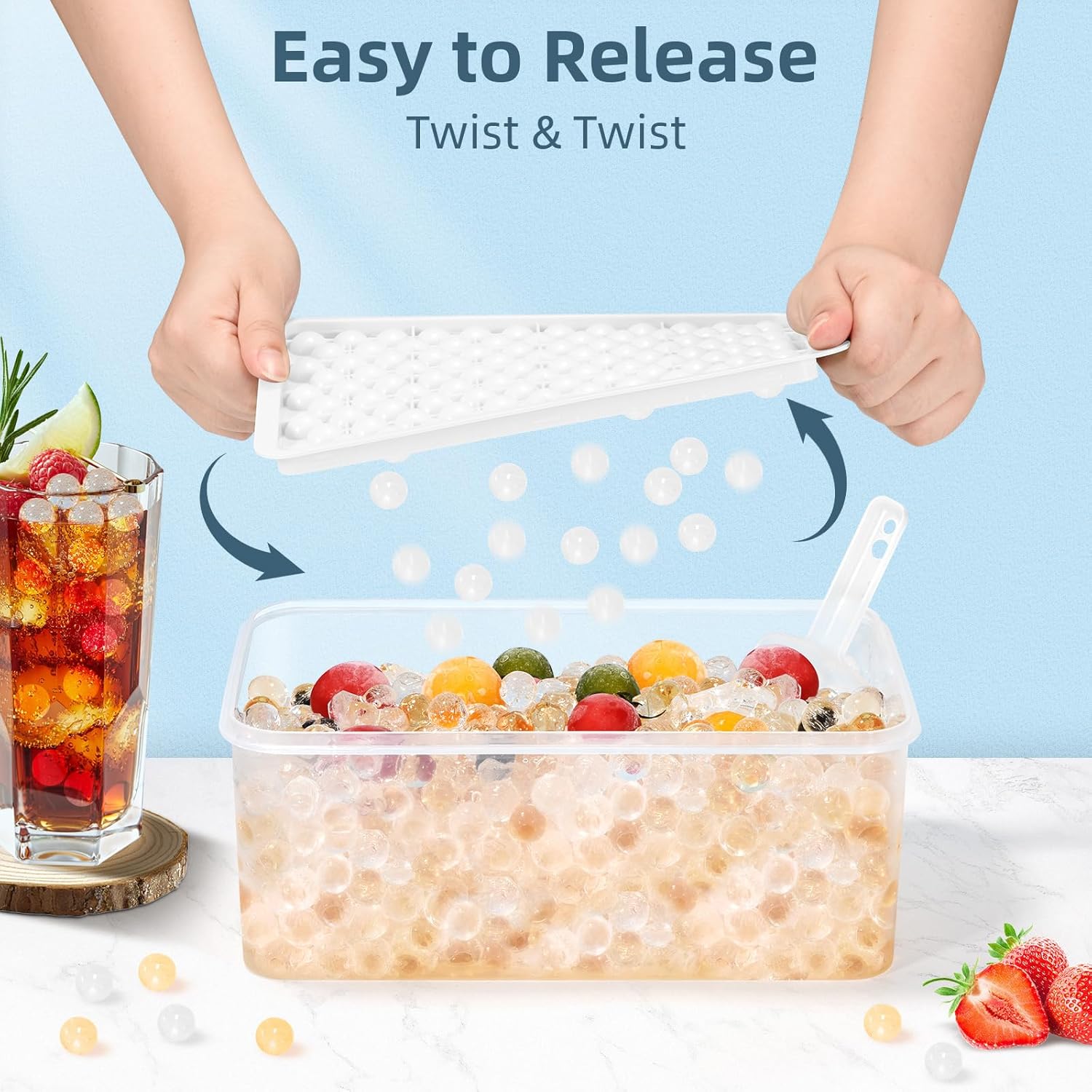 WIBIMEN Mini Ice Cube Trays, Small Tiny Round Pebble Crushed Nugget Ice Trays for Freezer with Lid