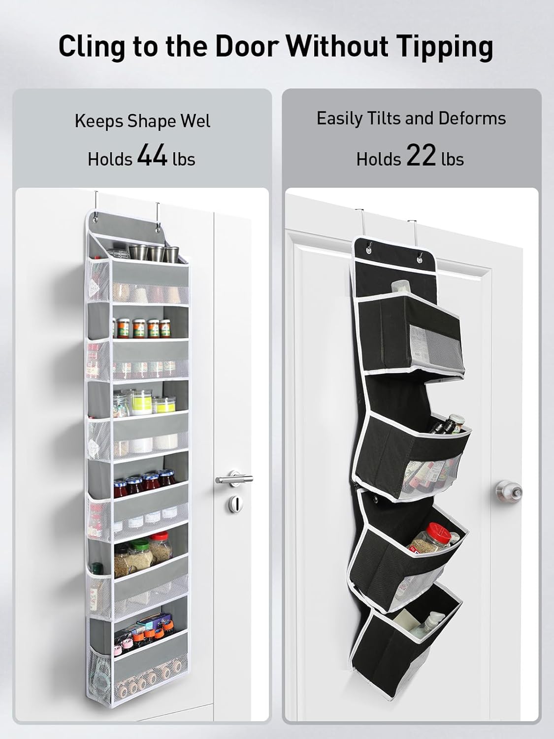 Yecaye 2 Pack Over The Door Organizer, 6-Tier Closet Door Hanging Organizer with 12 Mesh Pockets