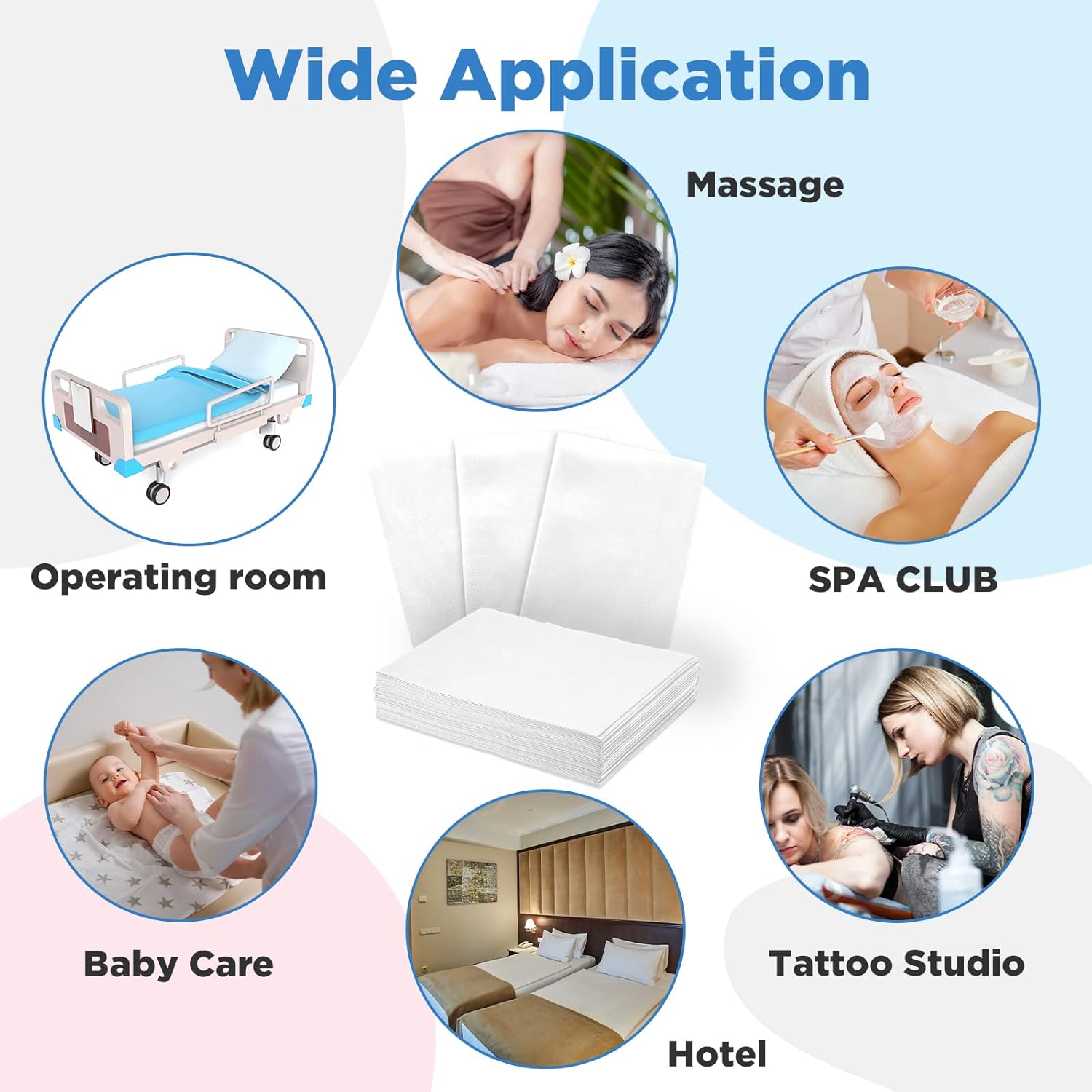 Tegeme 150 Pieces Disposable Massage Table Sheets 31" x 70" Waterproof Bed Sheets Non Woven Bed