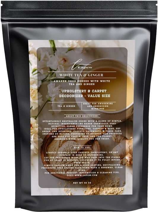 White Tea & Ginger Carpet Freshener Powder Refill 36 oz | Powerful Odor Eliminator for Home |