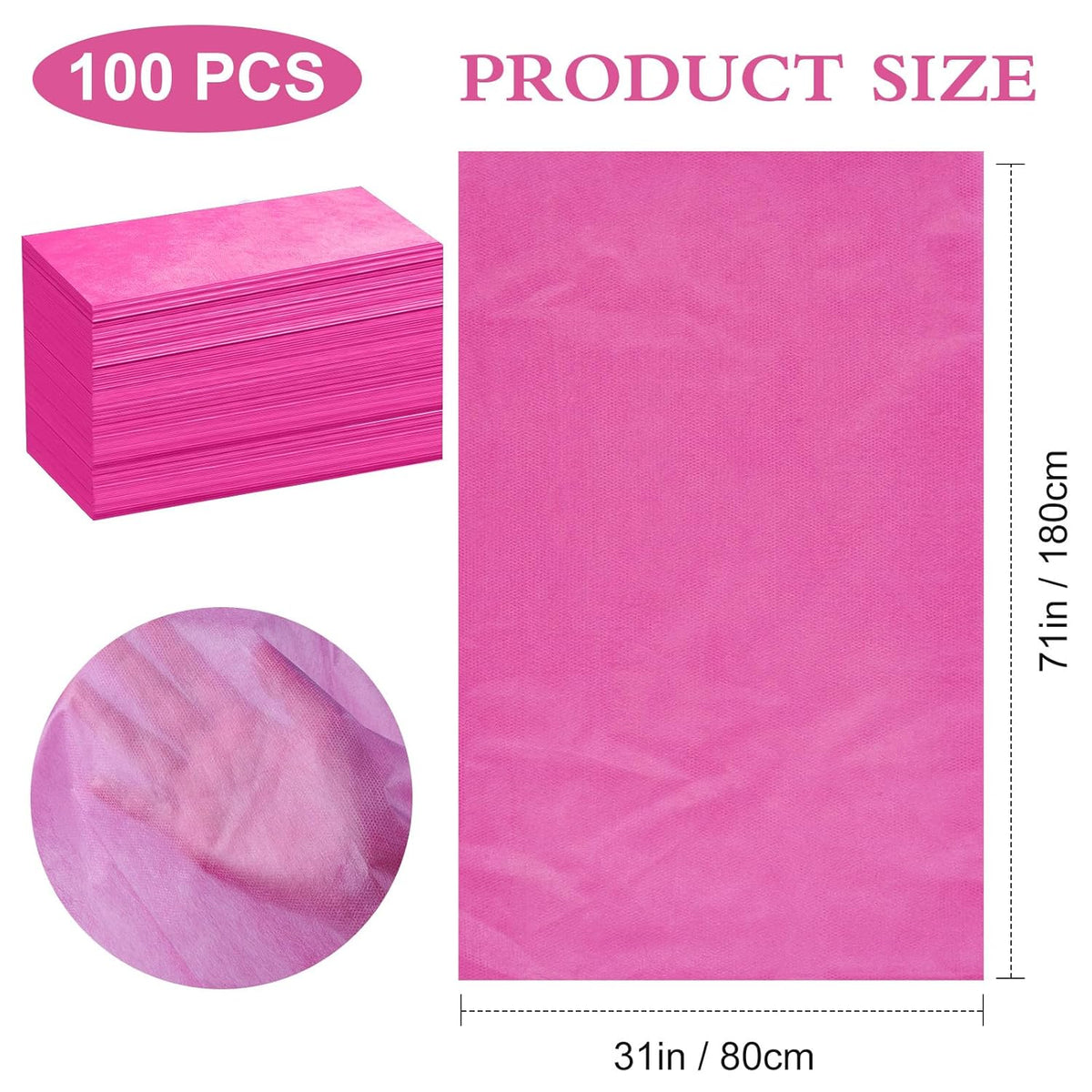 100 Pack Disposable Bed Sheets – 31.5 x 71 in Waterproof Non-woven Sheets for Massage, Spa, Tattoo