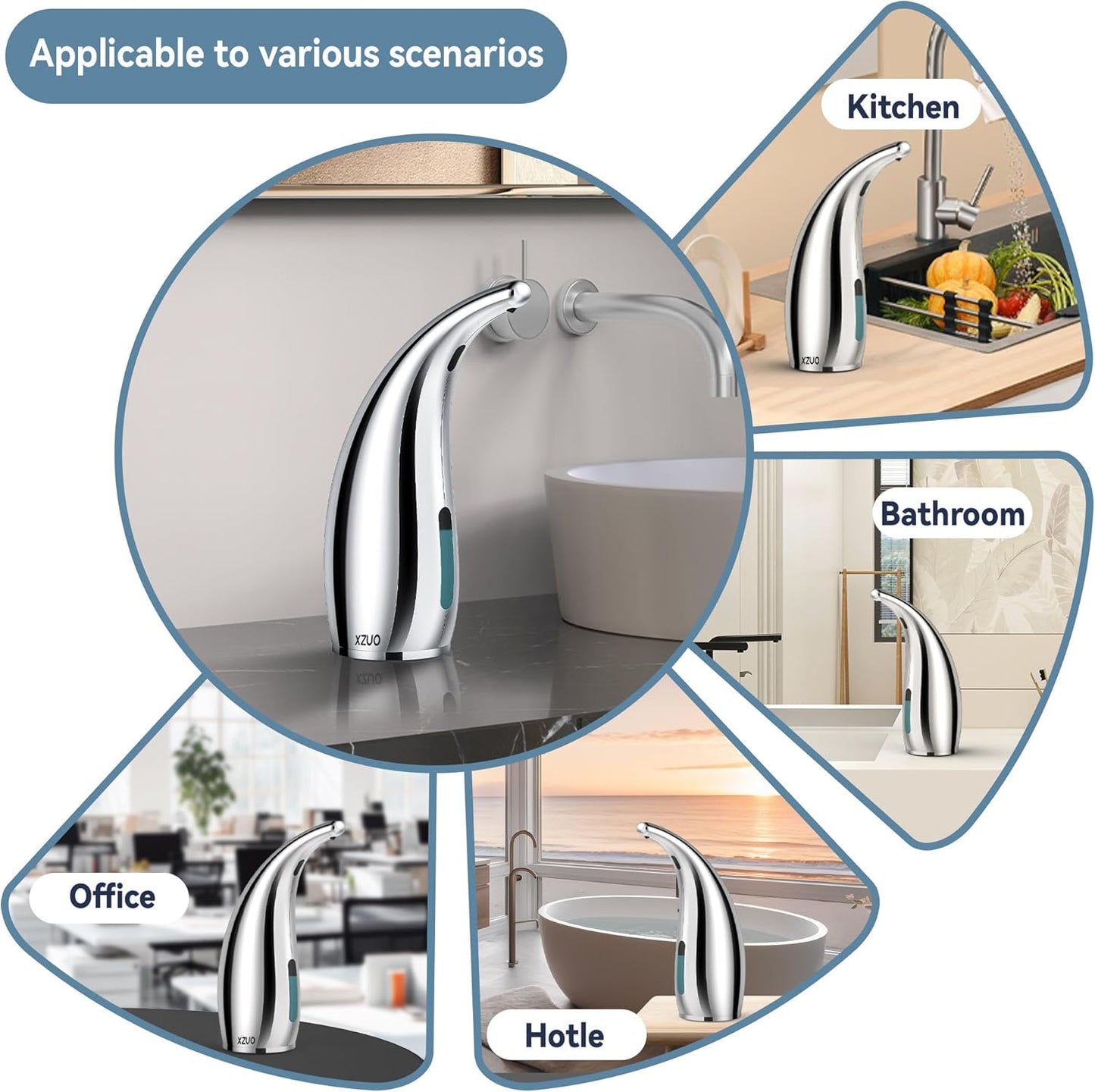 Automatic Soap Dispenser with Infrared Sensor - Adjustable 4-Level Touchless Hand Soap for Kitchen