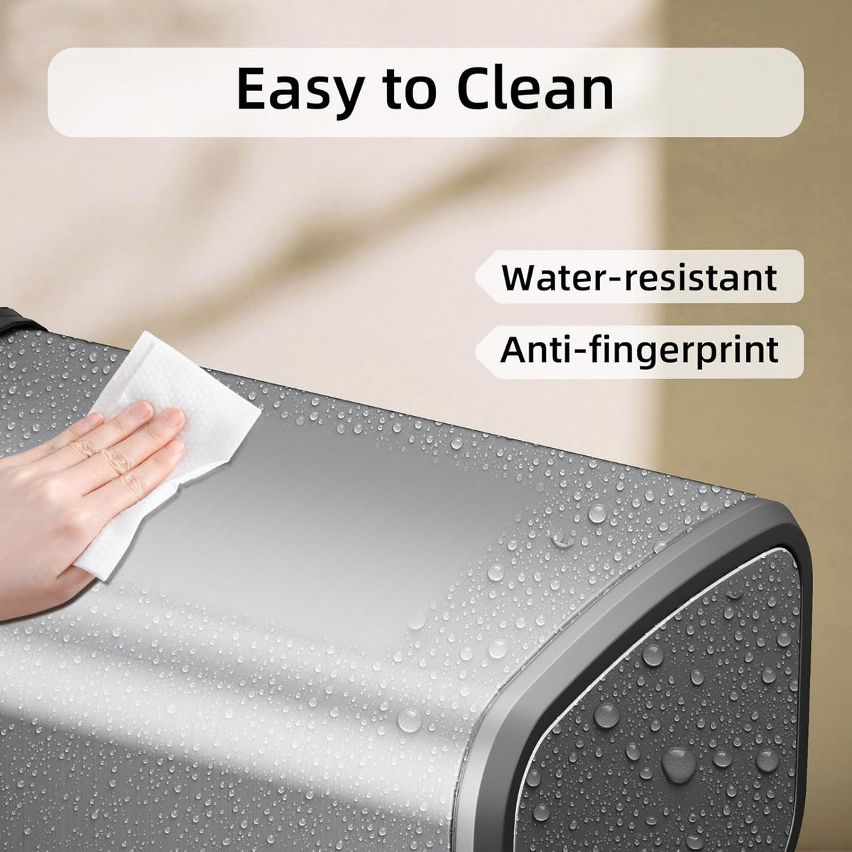 8L/2.1 Gal Small Bathroom Trash Can with Lid, Swing-Top Rectangular Waste Bin, Stainless Steel