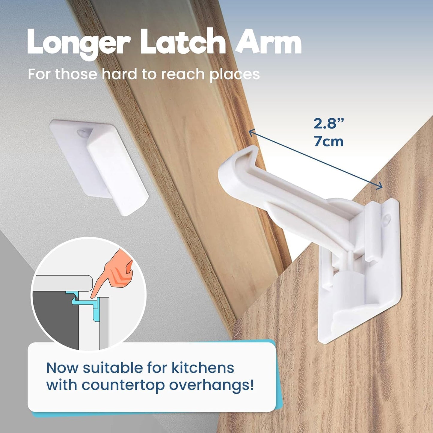 Upgraded Invisible Baby Proofing Cabinet Latch Locks (10 Pack) - No Drilling or Tools Required for