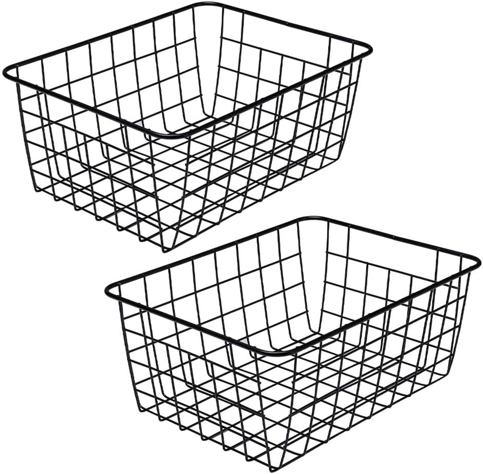 LeleCAT Wire Baskets with Handles Wire Storage Organizer Bin Baskets, Pantry, Closets, Bedrooms
