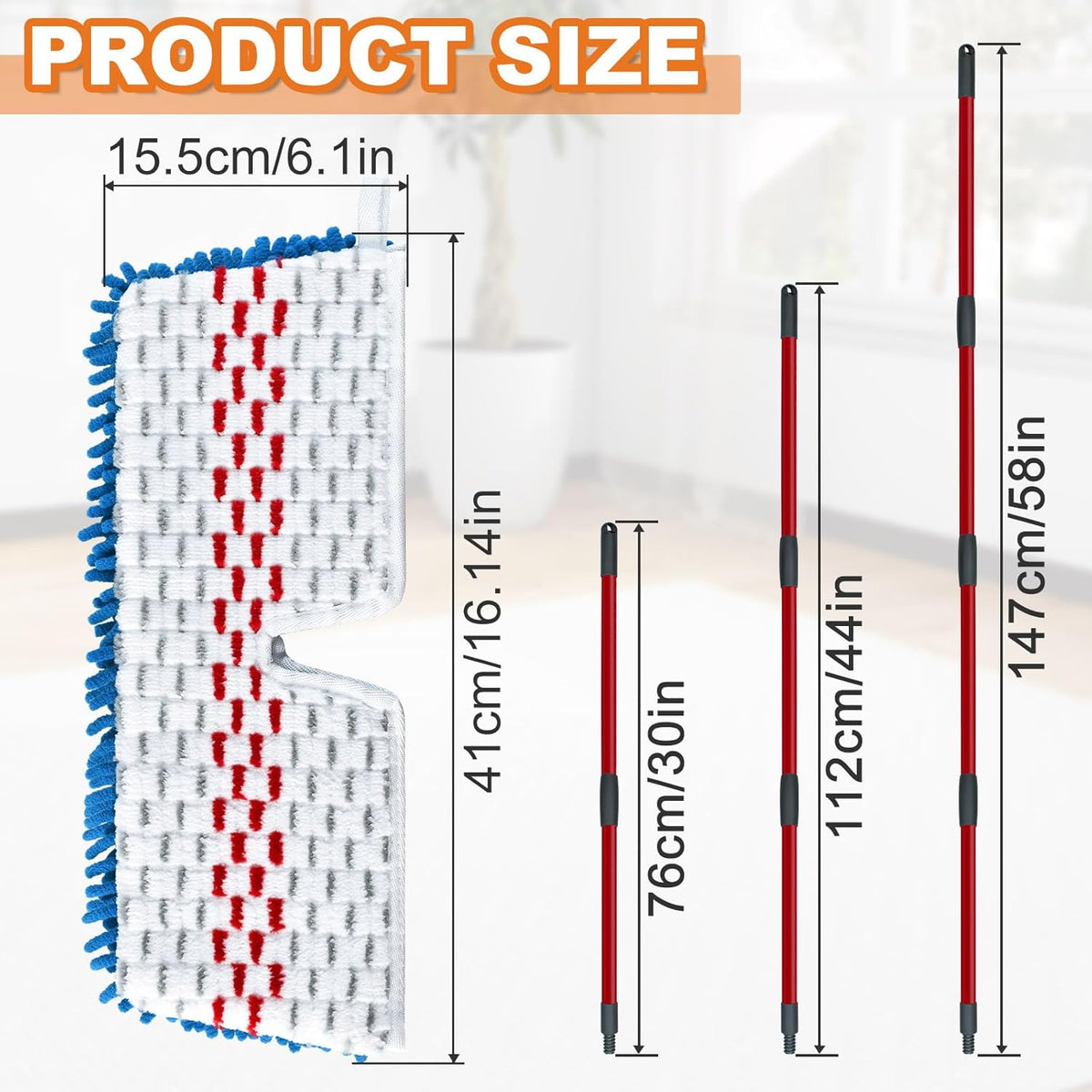 Microfiber Mops for Floor Cleaning, Flat Mop for Wet & Dry Use, Dust Mop for Hardwood Floors with 3