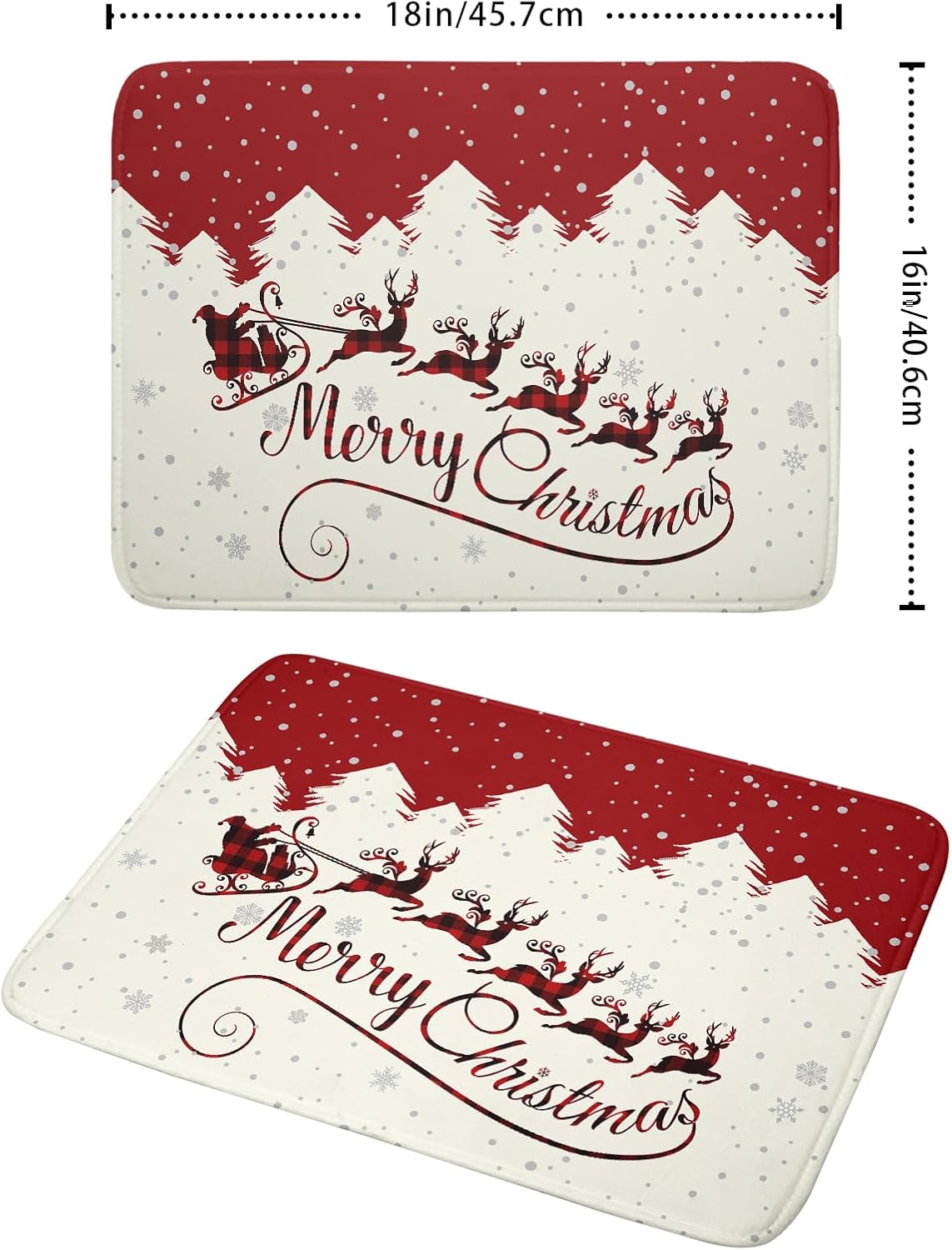 Christmas Moose Dish Drying Mat 16x18 Inch Cute Christmas Elk Drying Mat for Kitchen Counter Xmas