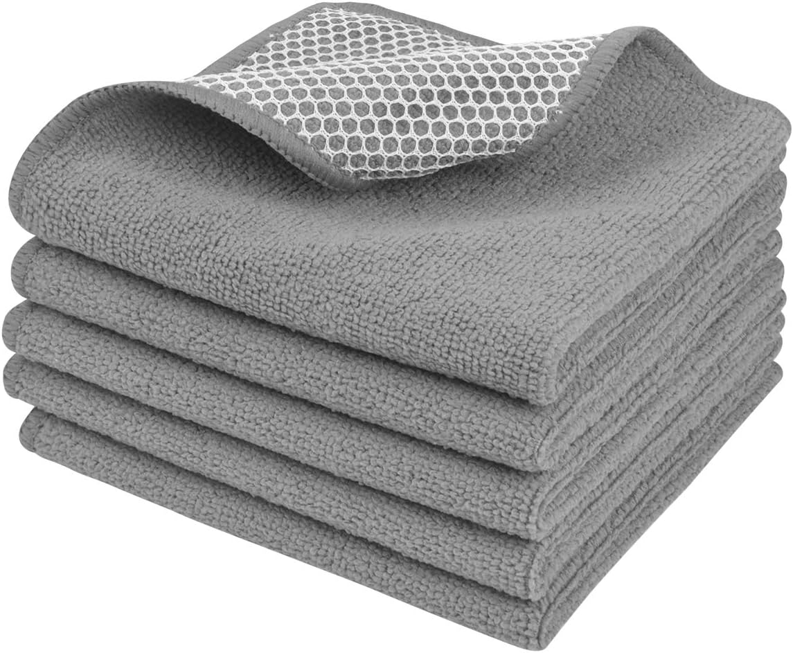 SINLAND Absorbent Microfiber Dish Cloths for Washing Dishes Best Kitchen Washcloth Cleaning Cloths