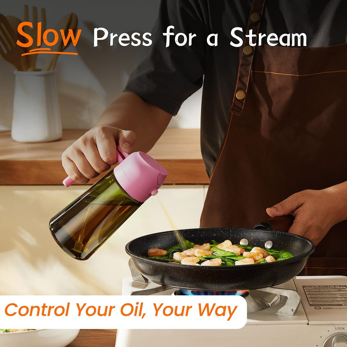TrendPlain - Original 16oz/470ml Olive Oil Dispenser Bottle for Kitchen Gadgets and Air Fryer