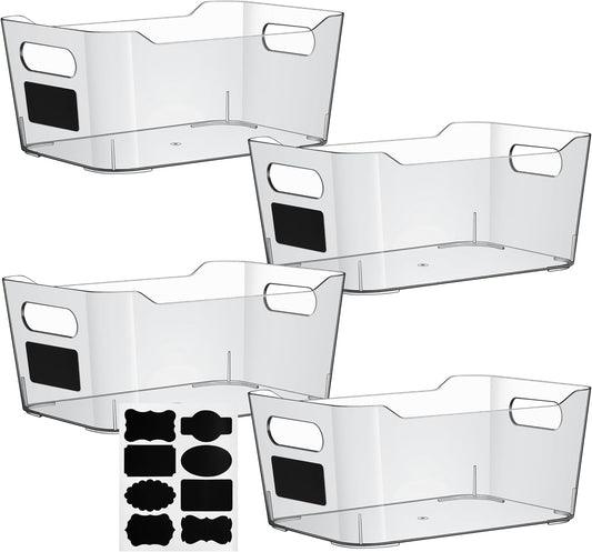 Clear Plastic Storage Bins, Perfect for Kitchen Organization or Pantry Organizers and Storage