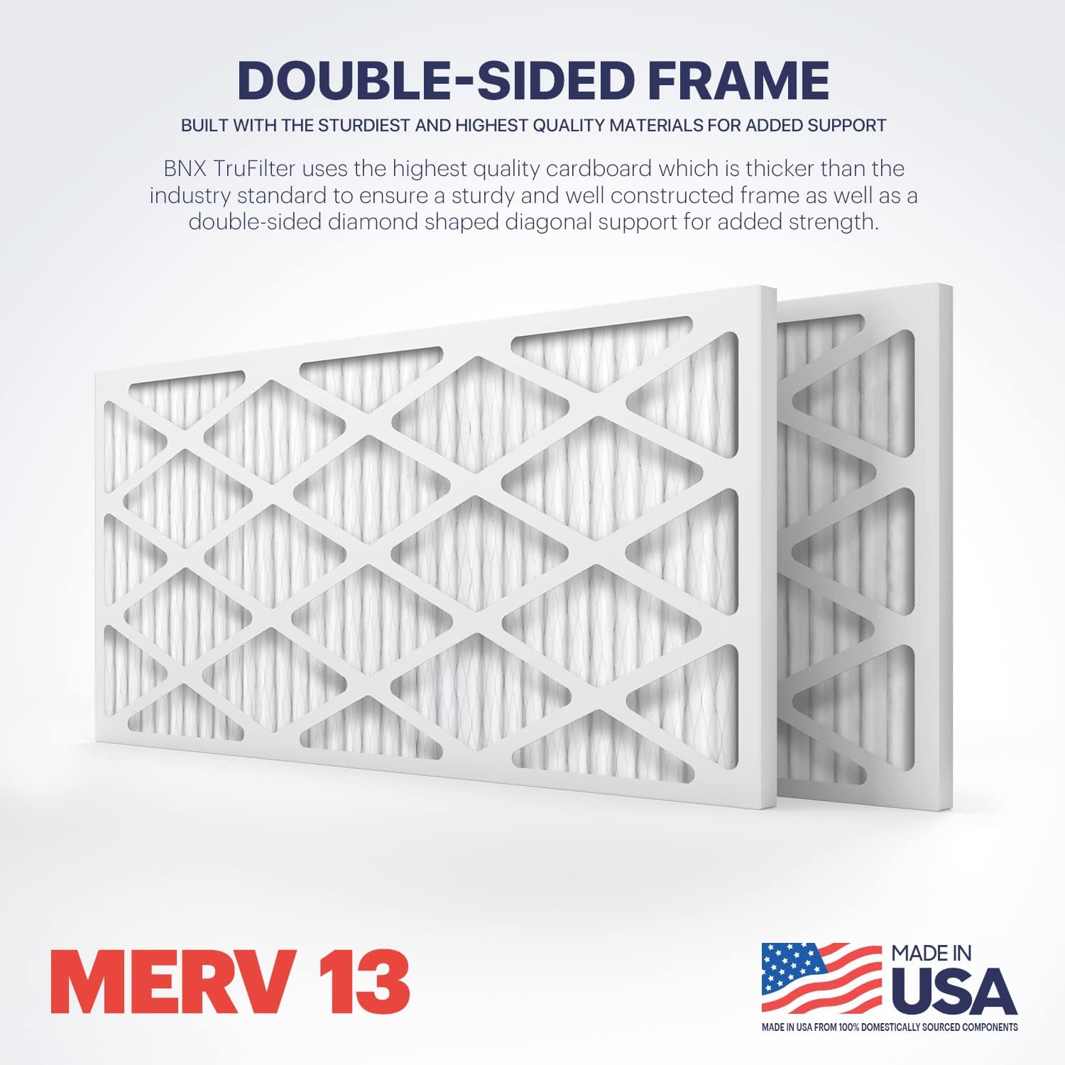 BNX TruFilter 14x30x1 Air Filter MERV 13 (4-Pack) - MADE IN USA - Electrostatic Pleated Air