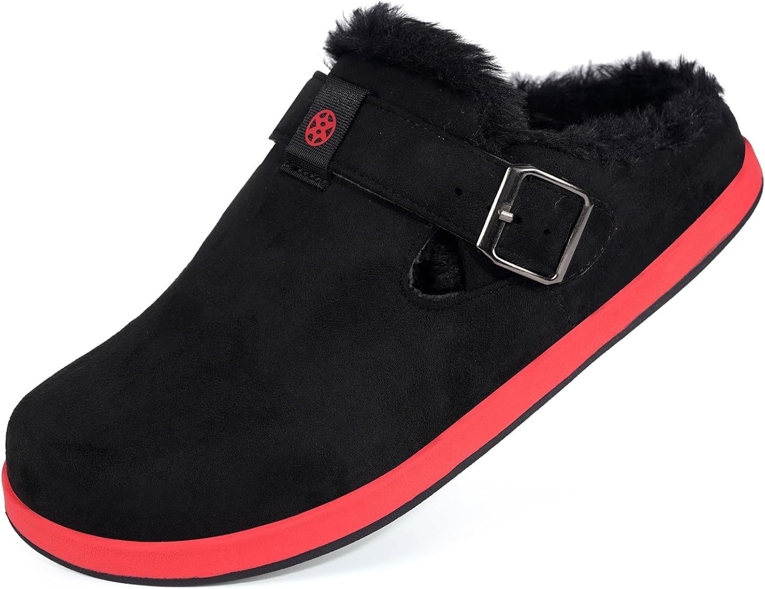 Fur Lined Clogs for Women Men Suede Winter Slippers Arch Support Slip on Mules Potato Shoes with
