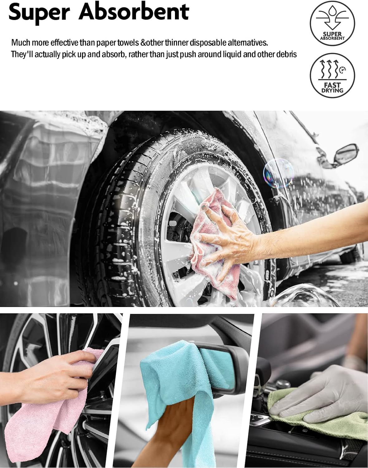 Fantasticlean Microfiber Cleaning Cloth Roll -40 Pack, Tear Away Microfiber Towels, 12" x 12"