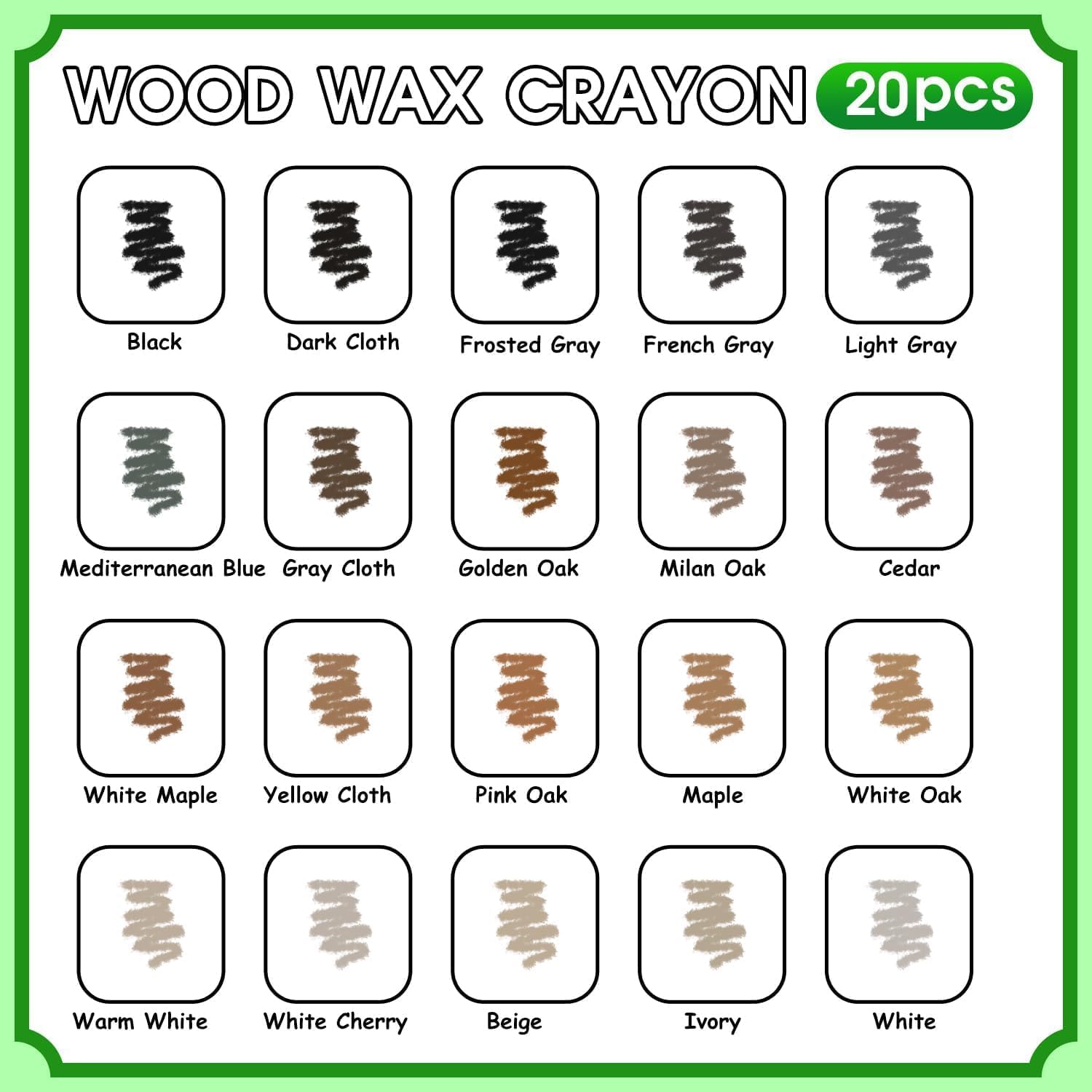 Furniture Markers Touch Up, 20 Colors Wood Filler Sticks, Wood Wax Crayons for Repairing Scratches