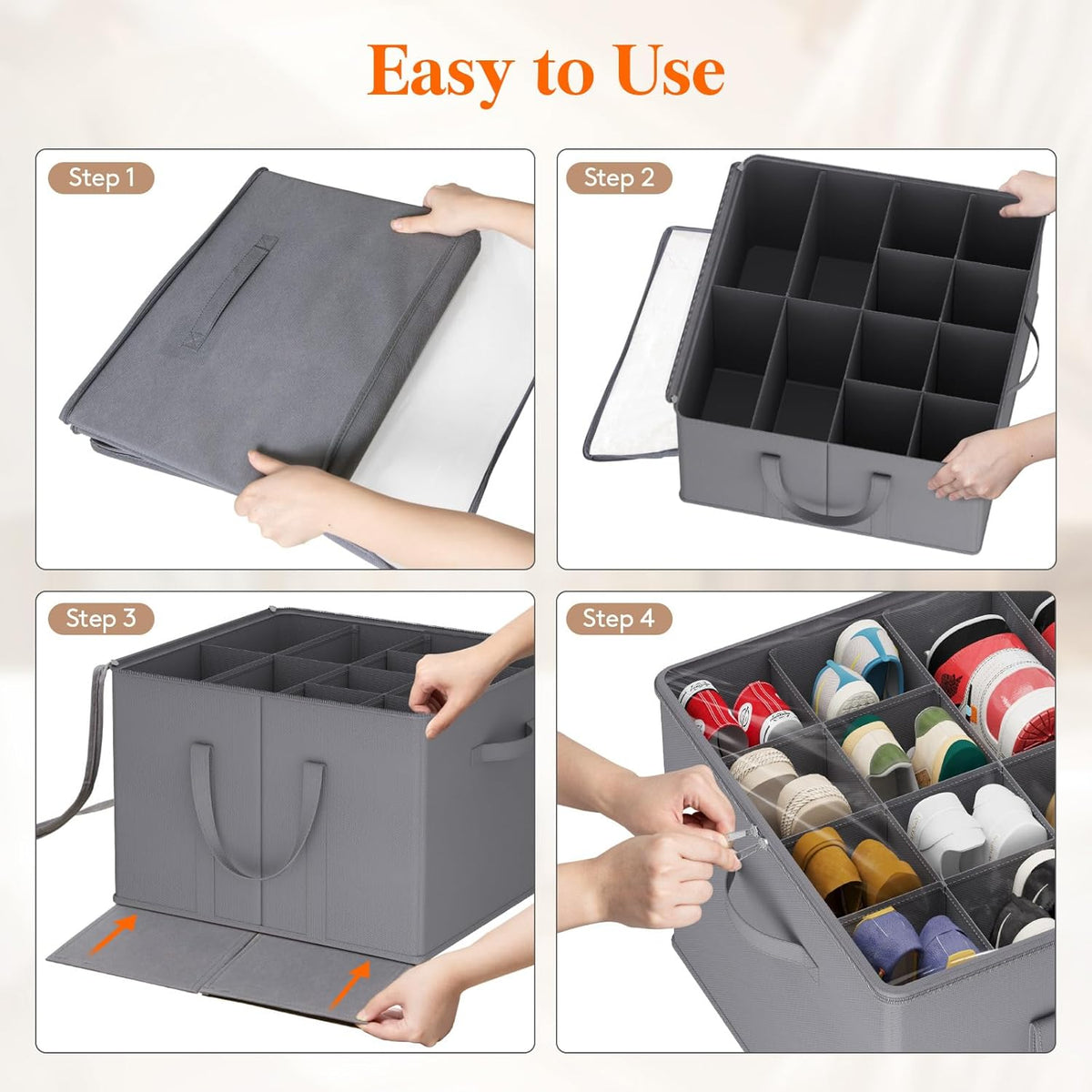 Lifewit Shoe Storage Organizer for Closet Fits 12-16 Pairs, Fabric Large Shoe Box Storage