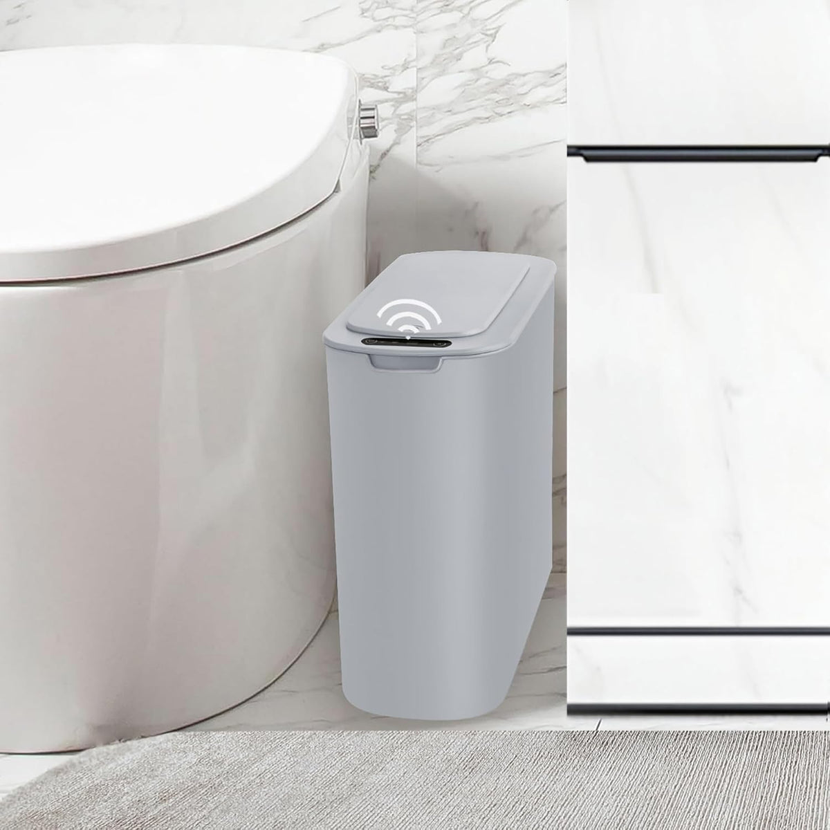 Automatic Motion Sensor Bathroom Trash Can with Lid, 2.6 Gallon Touchless Trash Bin, Smart Garbage