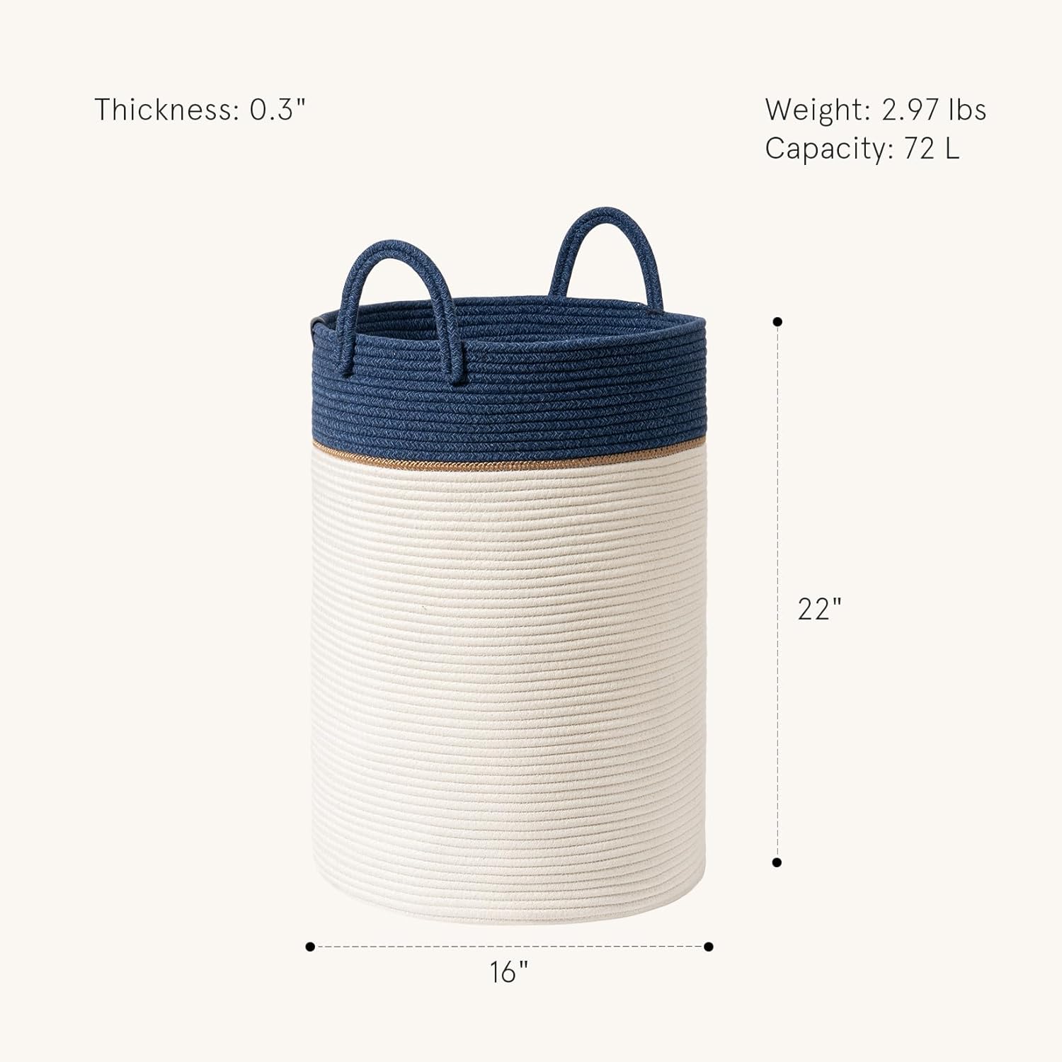 LA JOLIE MUSE Woven Basket Rope Storage Baskets - Large Cotton Organizer, Basket for Baby Blanket