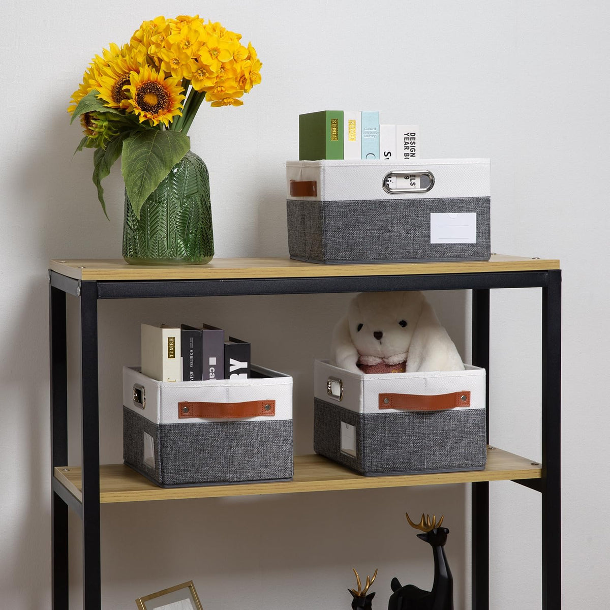 PRANDOM Foldable Storage Bins with Handles [3-Pack] Fabric Collapsible Storage Boxes Baskets Cubes