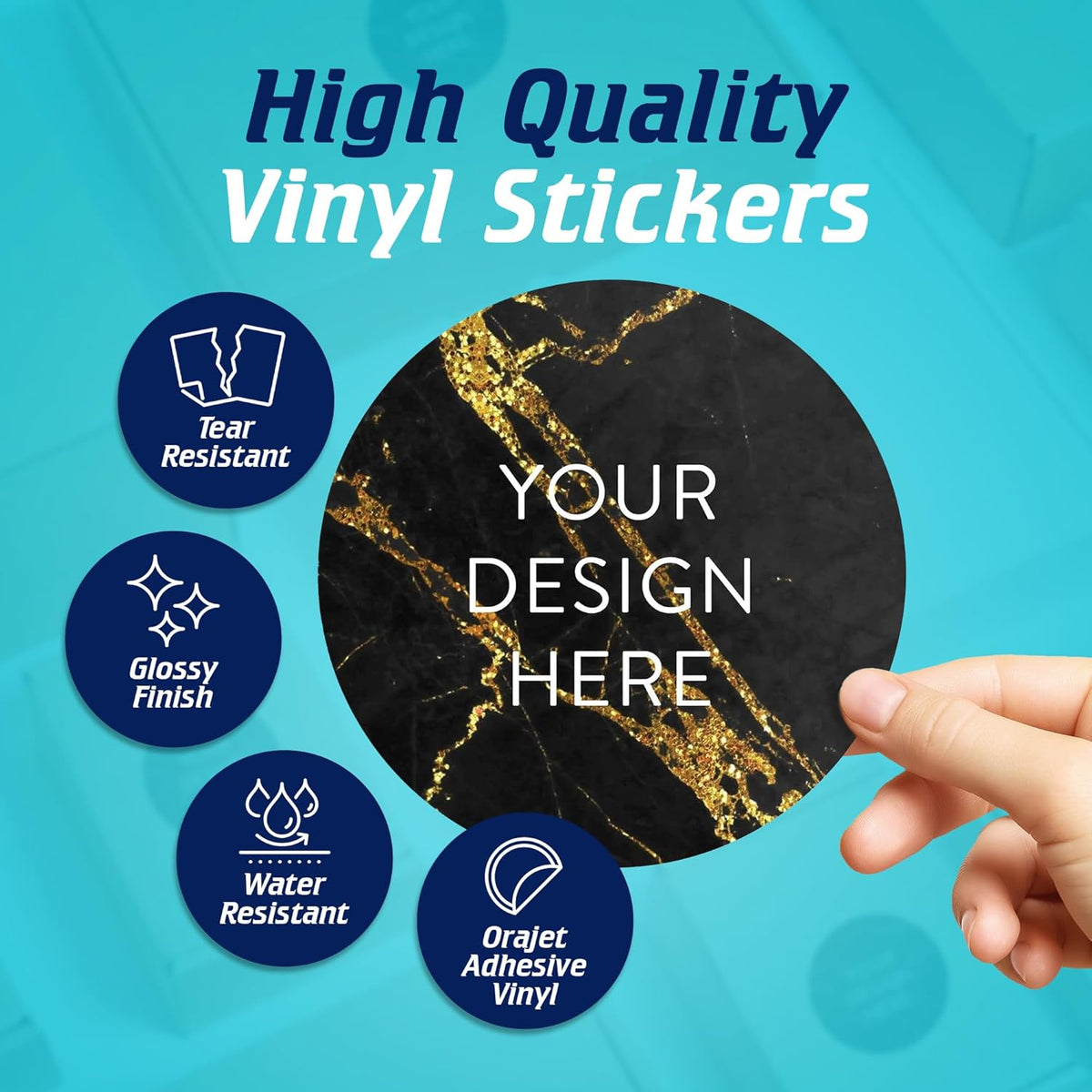 100 Custom Vinyl Stickers - Upload Your own Image, Text, Design, Logo - Personalized Logo Labels