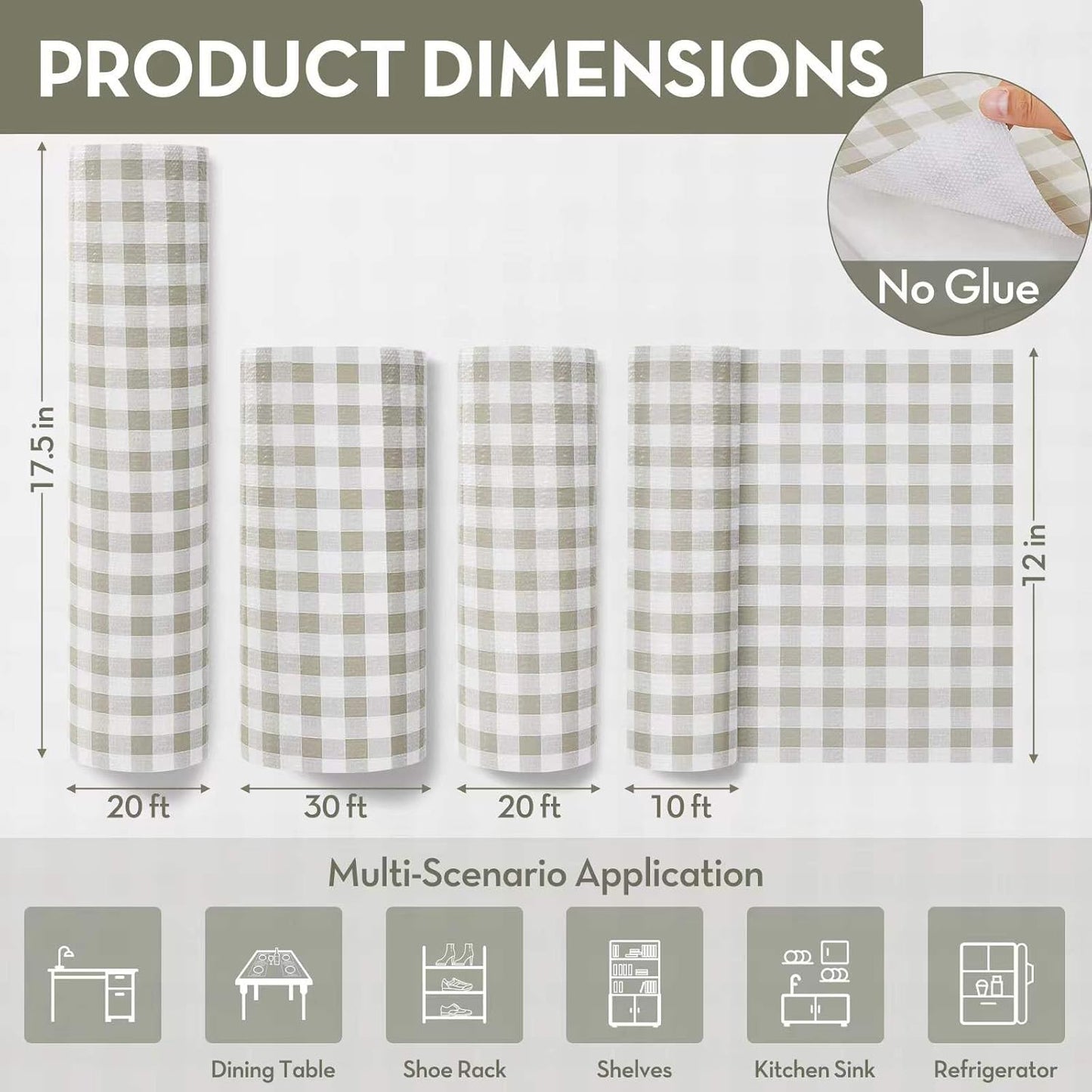Drawer Shelf Liner, Non-Slip Kitchen Cabinet Liners Non-Adhesive Thick Strong Grip Waterproof Mats