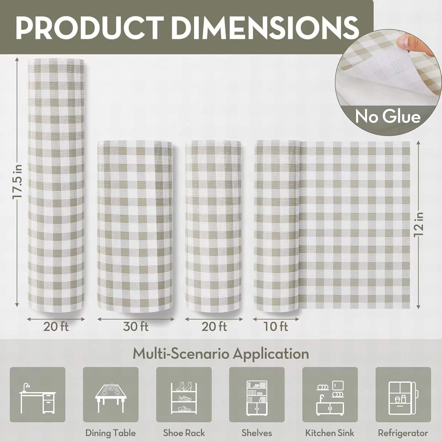 Drawer Shelf Liner, Non-Slip Kitchen Cabinet Liners Non-Adhesive Thick Strong Grip Waterproof Mats