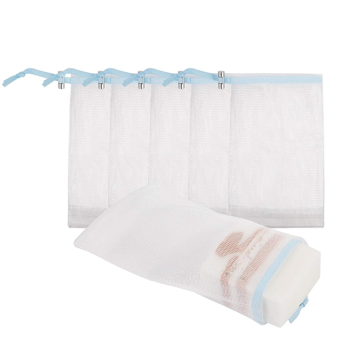 Cobahom Soap Bag 6 Pack 6 x 3.5 Inch Mesh Foaming Net Soap Sack Bags Soap Saver Pouch Net Bags with