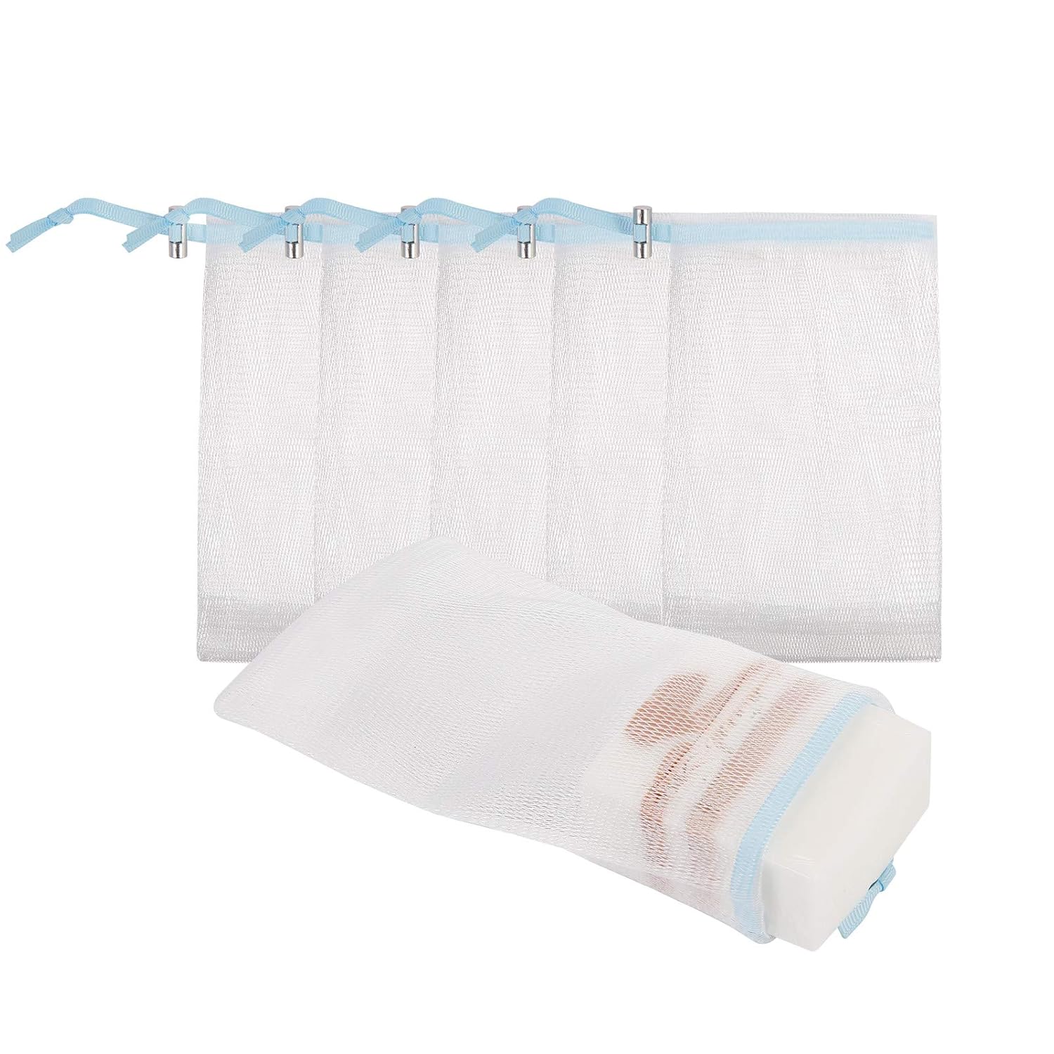 Cobahom Soap Bag 6 Pack 6 x 3.5 Inch Mesh Foaming Net Soap Sack Bags Soap Saver Pouch Net Bags with