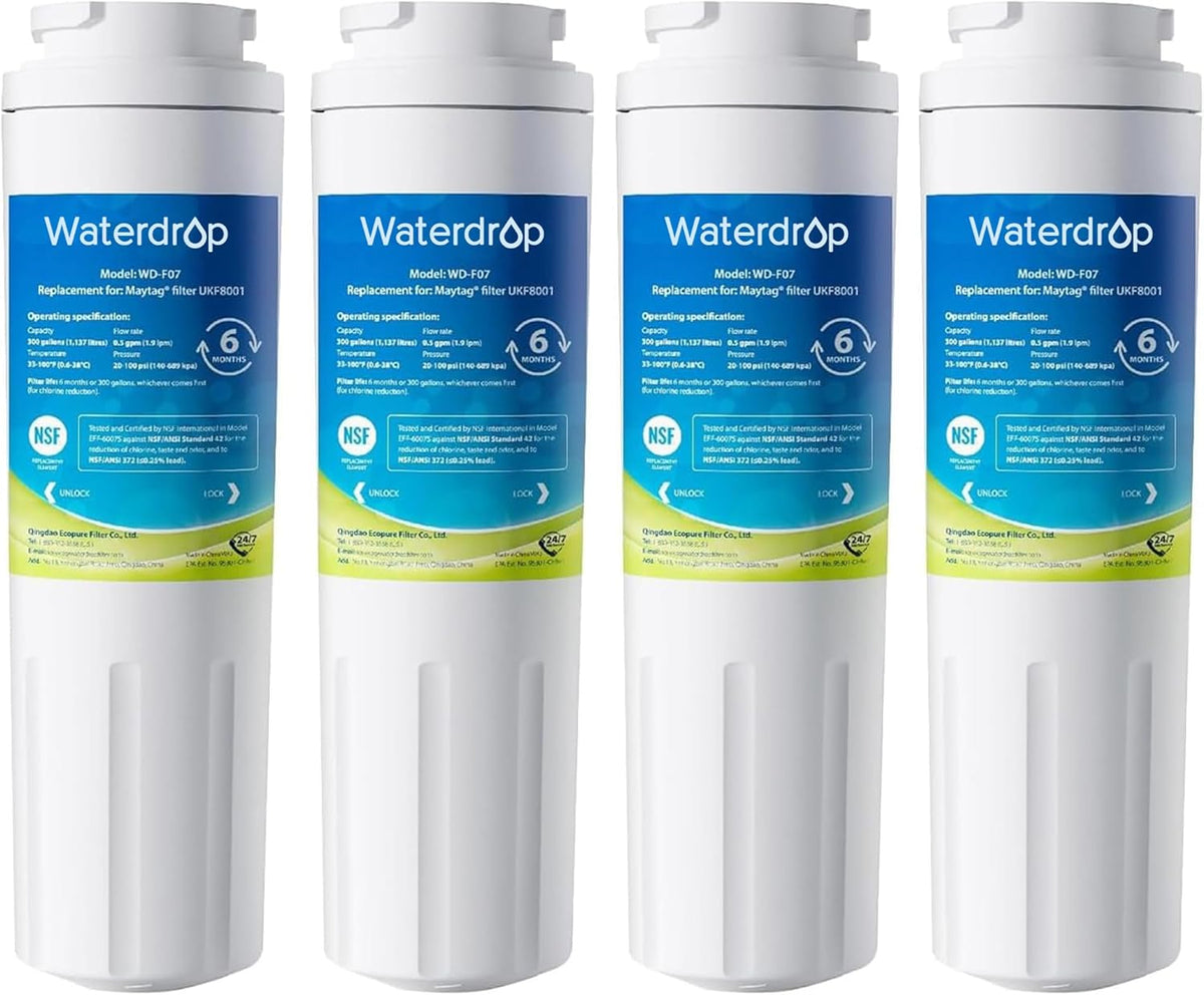Waterdrop EDR4RXD1 Replacement for EveryDrop® Filter 4, Whirlpool® UKF8001, 4396395, Maytag®
