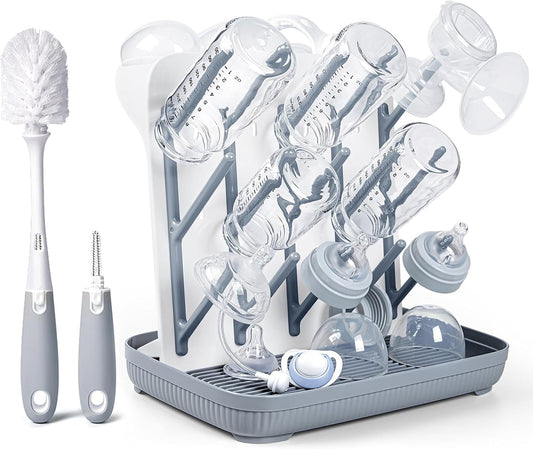 Termichy Baby Bottle Drying Rack: Vertical Bottle Dryer Rack Holder with Brushes Set- Drying Rack &