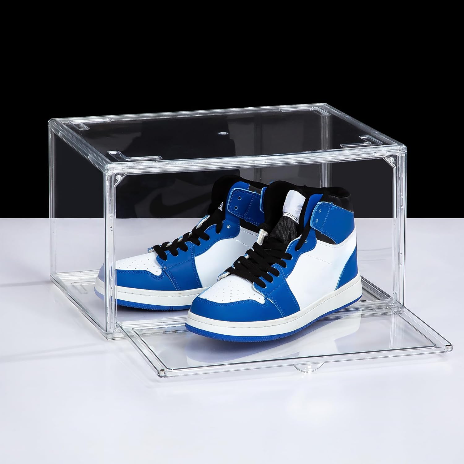NYZE 12 Pack Acrylic Shoe Boxes Side Open, Clear Shoe Box Plastic Stackable, Shoe Storage Organizer