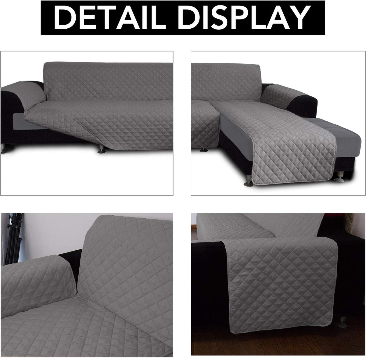 Easy-Going L Shape Sofa Slipcover - Sectional Couch Cover with Chaise Lounge & Reversible Sofa