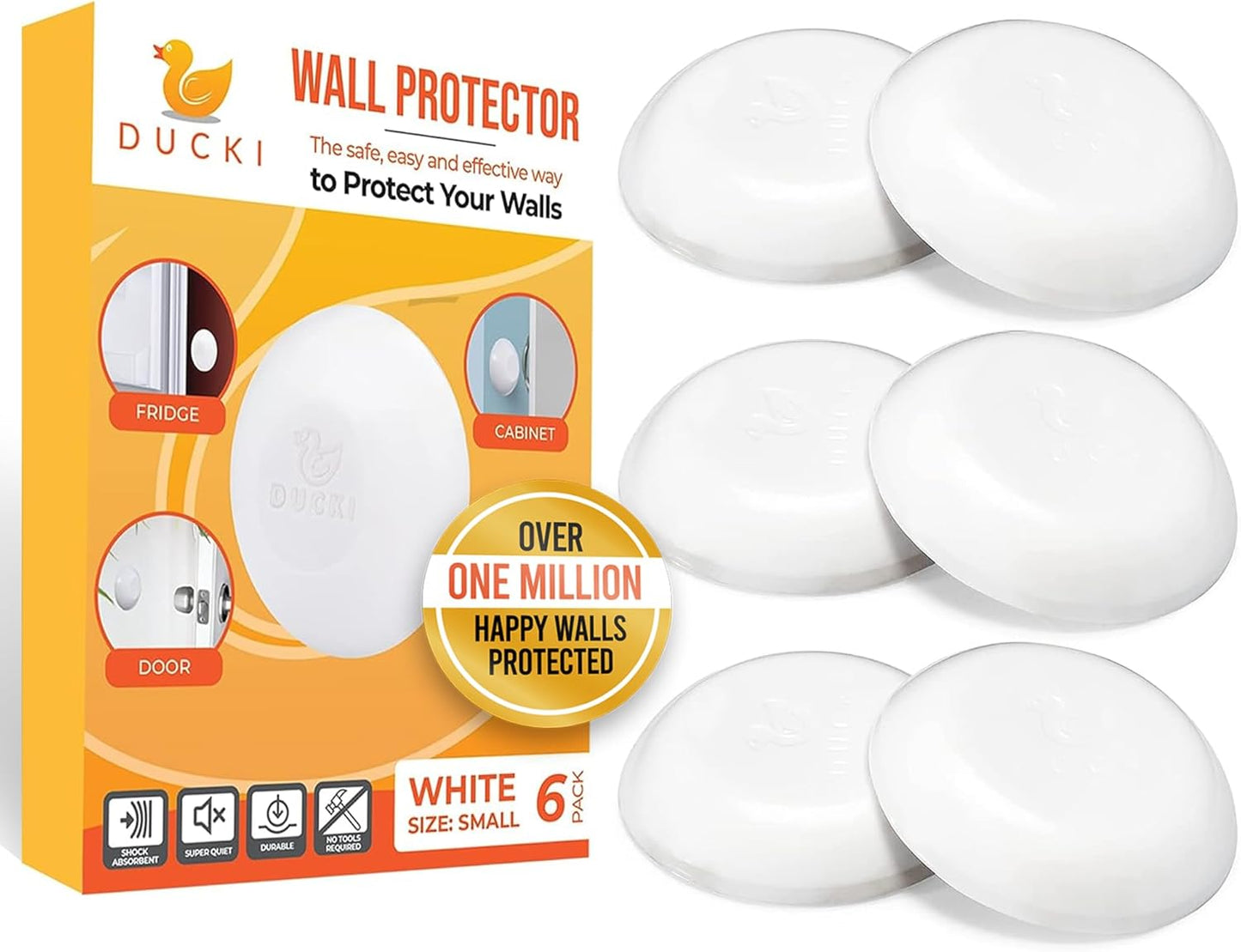 Ducki Door Stop Wall Protector | Self Adhesive Door Knob Wall Protectors from Door Knobs | Rubber