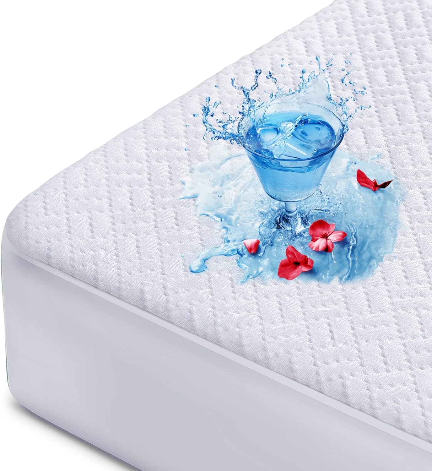 Hanherry 100% Waterproof Mattress Protector California King Size, Mattress Pad Cover 3D Air Fabric