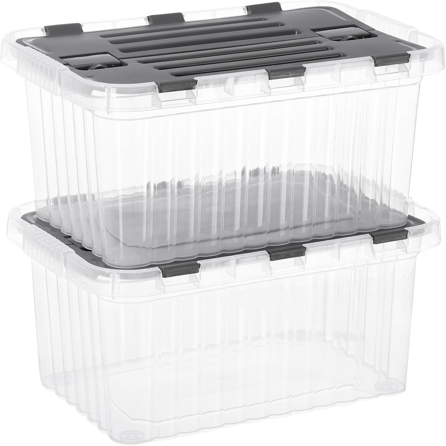 Superio Storage Bins with Lids, Clear Plastic Containers for Organizing, Stackable Totes, BPA Free