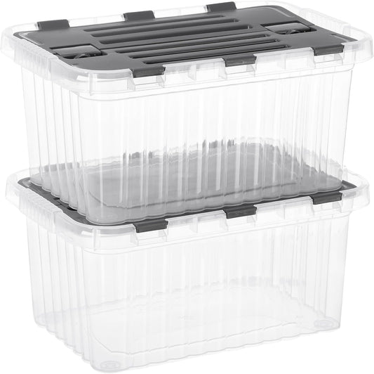 Superio Storage Bins with Lids, Clear Plastic Containers for Organizing, Stackable Totes, BPA Free