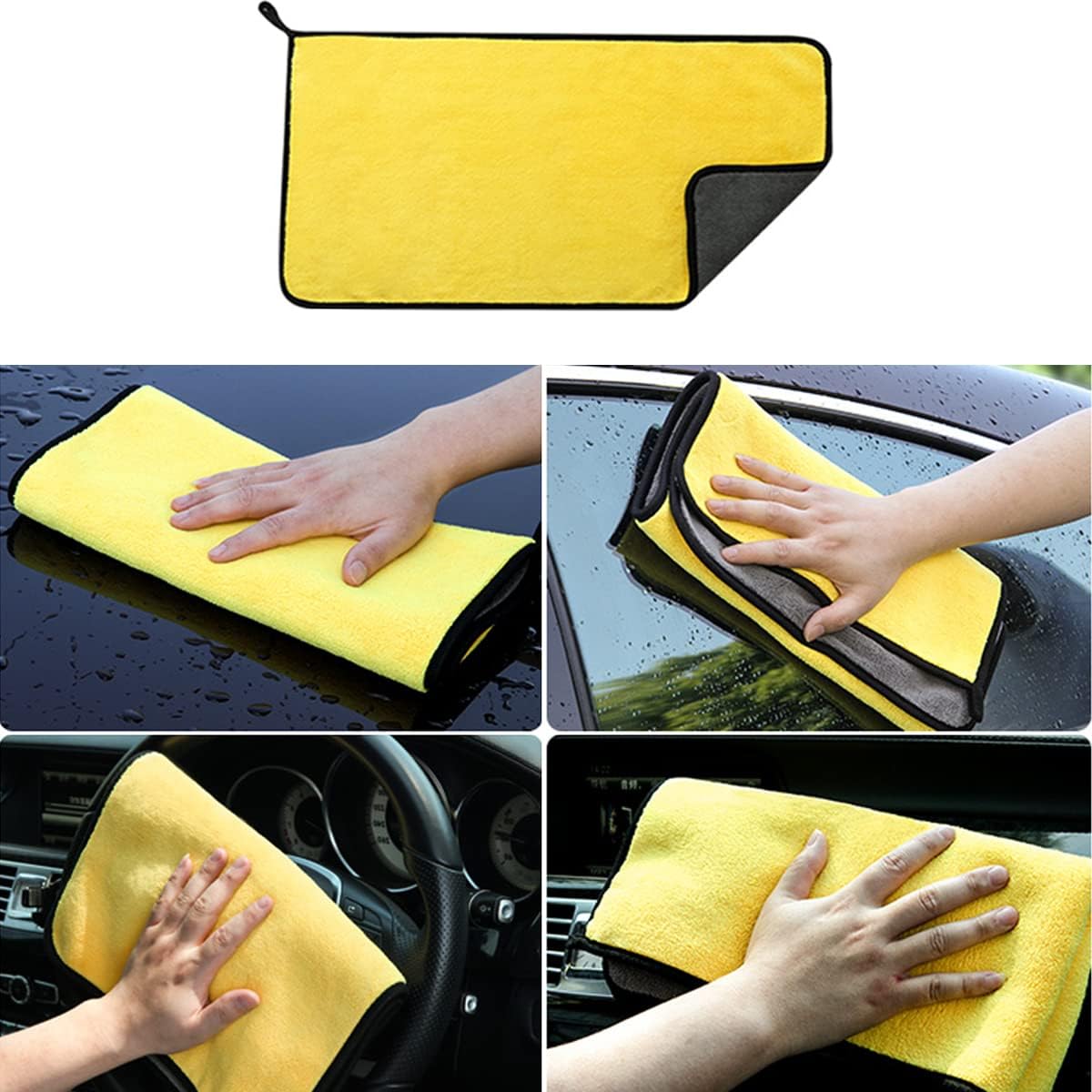 Car Wash Brush with Long Handle, Chenille Microfiber Mop Mitt with 1 Replacement Head, Wheel Brush