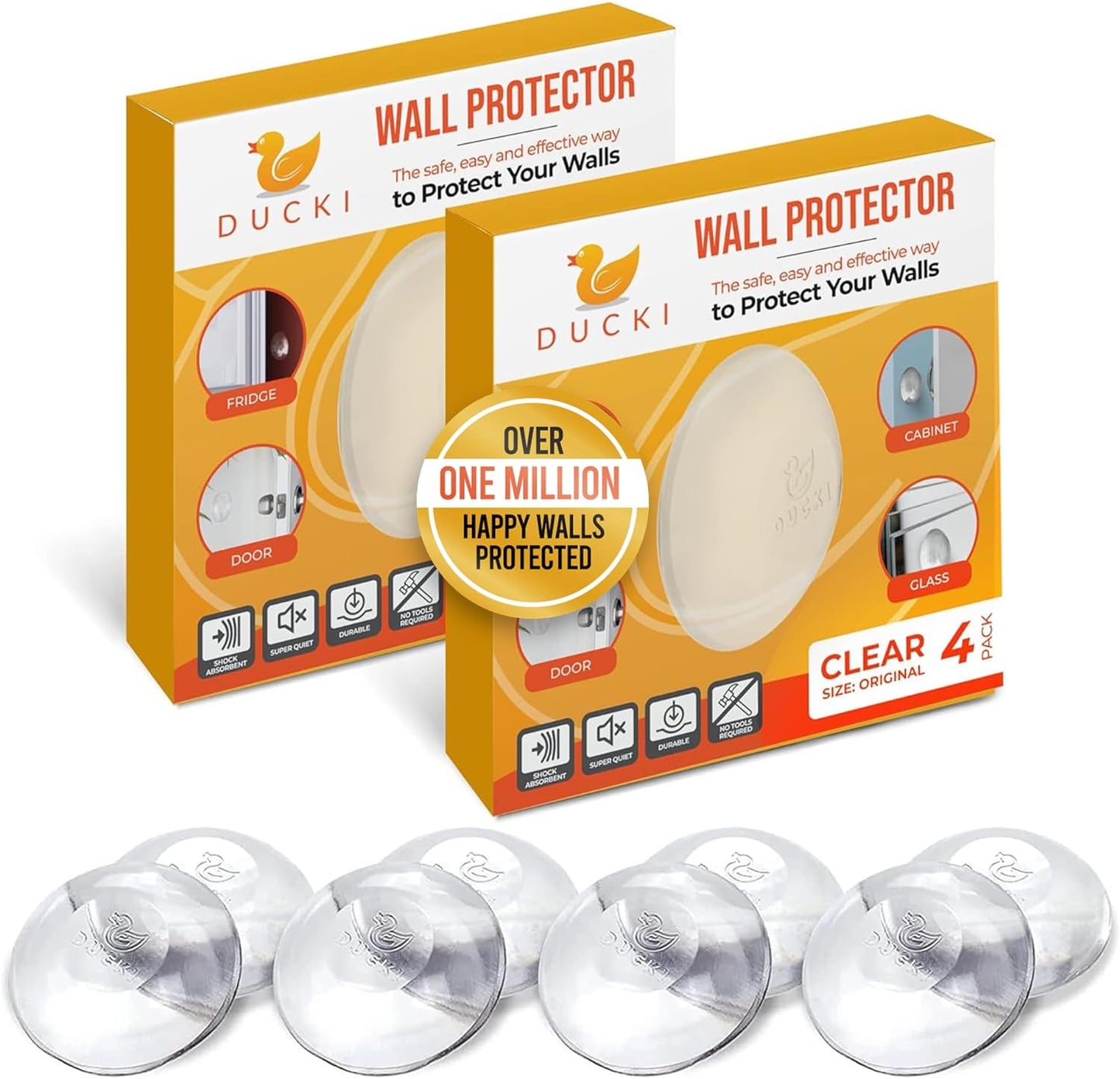 Ducki Door Stop Wall Protector | Self Adhesive Door Knob Wall Protectors from Door Knobs | Rubber