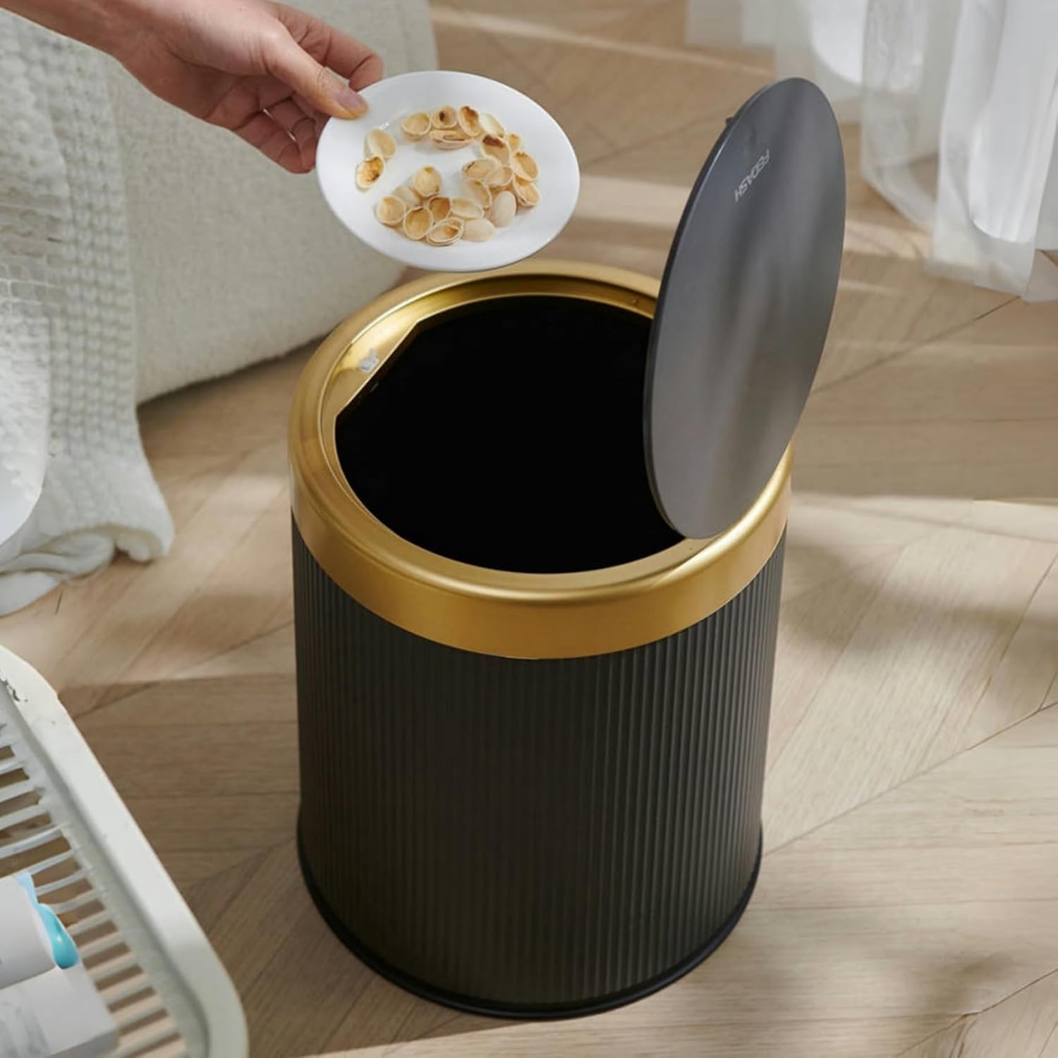 URALFA Automatic Motion Sensor Bathroom Trash Can with Lid, 10.5 Liter / 2.8 Gallon Touchless Trash