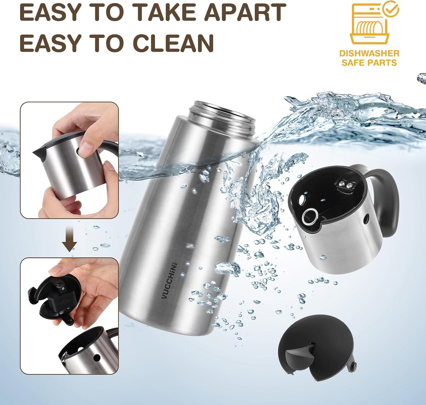 Vucchini Oil Dispenser Bottle Stainless Steel-Auto Flip Kitchen Oil and Vinegar Dispenser Set With