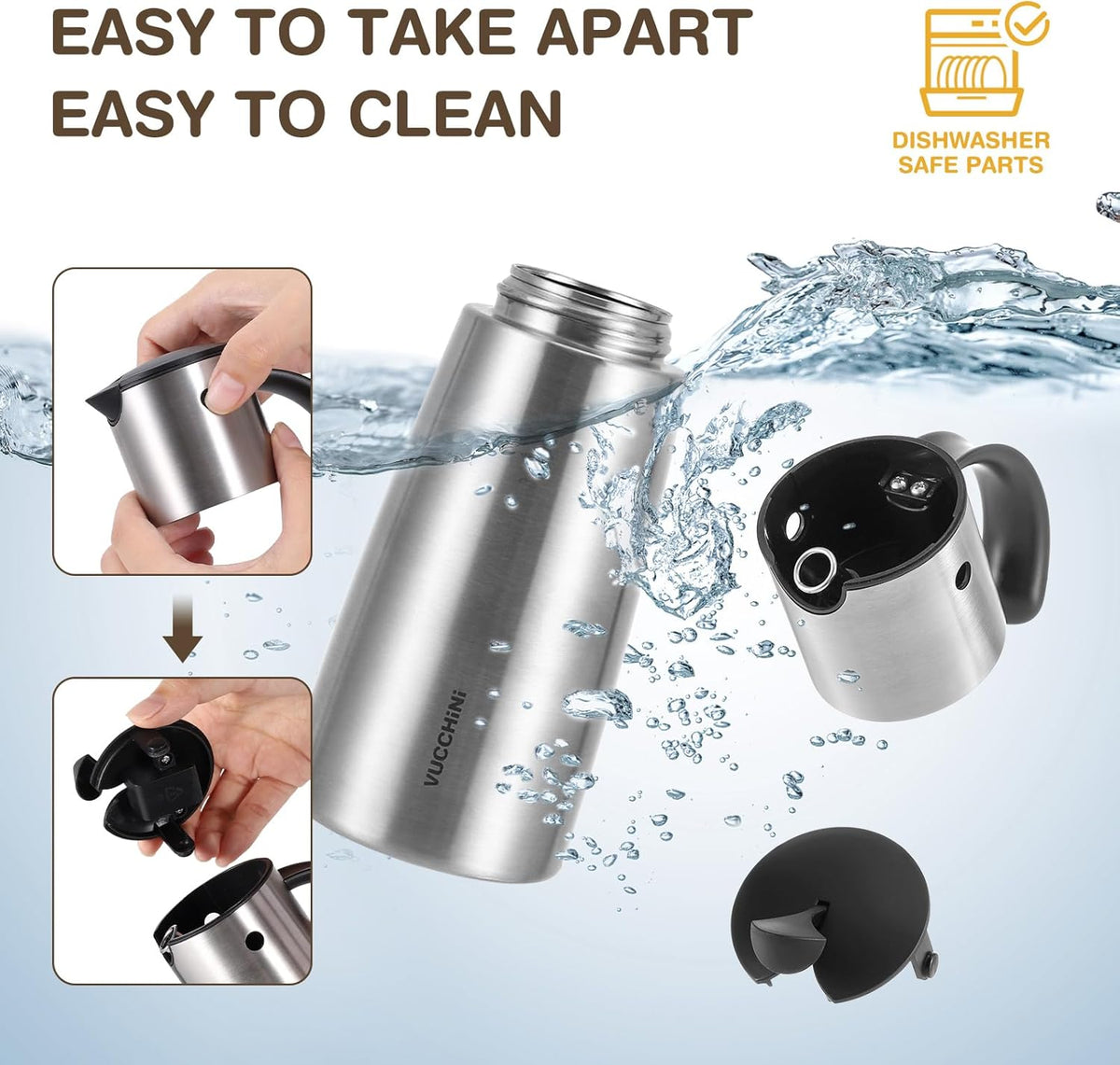 Vucchini Oil Dispenser Bottle Stainless Steel-Auto Flip Kitchen Oil and Vinegar Dispenser Set With